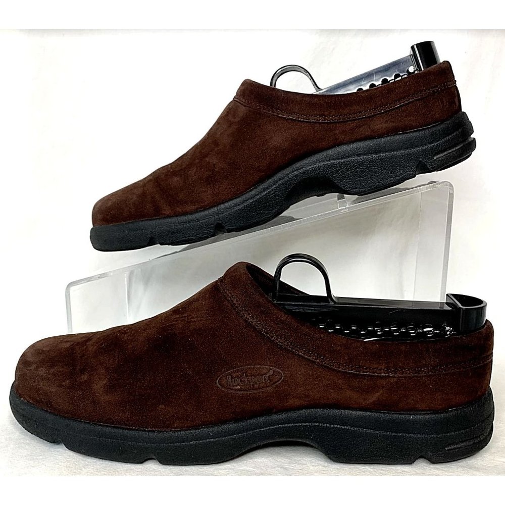 Rockport Womens Brown Leather Open-Back Slip-On Comfort Flat Shoes Sz 6 M - EUC
